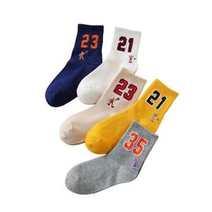 5pairs UNISEX Number Pattern Crew Socks-SIZE 36-39